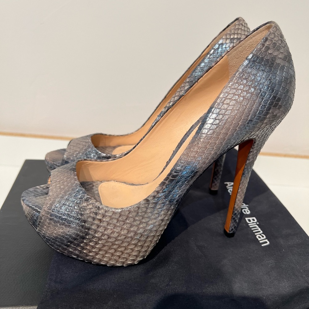 Alexandre Birman Python Peep Toe Platform Pumps -… - image 3
